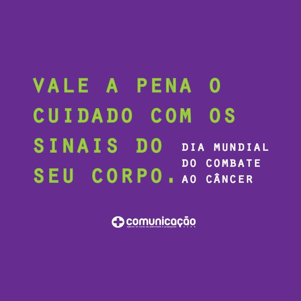 ppucdb's tweet photo. Hoje se comemora o Dia Mundial do Combate ao Câncer. Todo dia é dia de se prevenir.

#ppucdb #ucdb #publicidadeepropaganda https://t.co/hISlia86b4