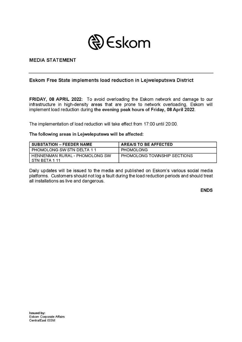 Eskom Hld SOC Ltd tweet media
