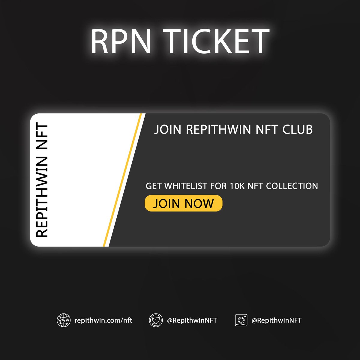 RepithwinNFT's tweet image. Get now RPN Ticket !!

RPN Ticket is a ticket to receive Whitelist For our main Collection, this collection will create in SMART CONTRACT in ETHEREUM Blockchain.

To get it, just enter this link and fill out the relevant form: nft.repithwin.com/nft/

#nfts #nft #NFTCommunity
