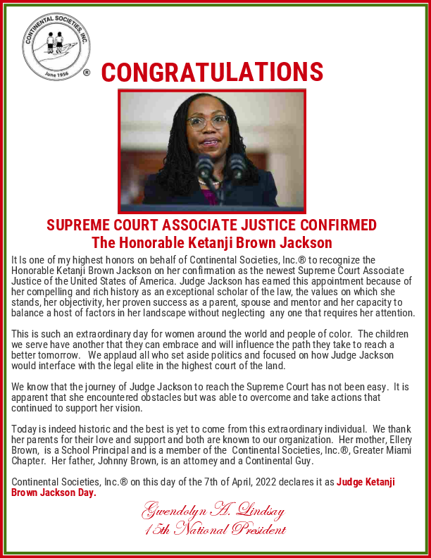 President Lindsay Congratulates Associate Justice Ketanji Brown Jackson!