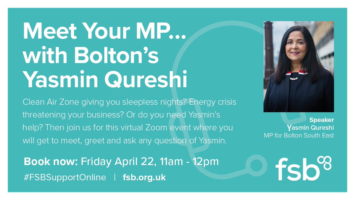 FSBManchester's tweet photo. Got a question for your the Shadow Minister for International Development, #Bolton MP @YasminQureshiMP?  @TheBoltonNews 
https://t.co/e9XiiF9Ouq https://t.co/4Vad8DHfIz