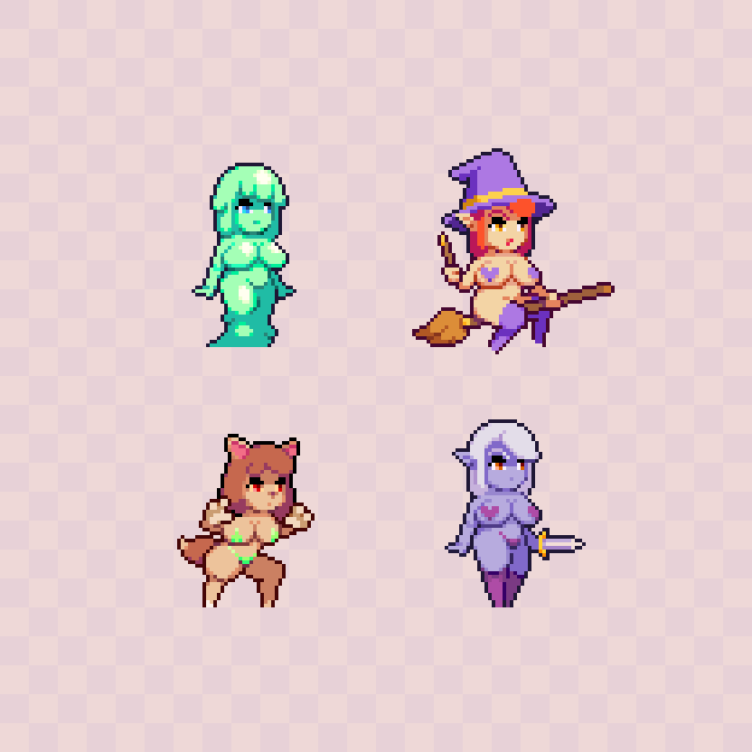 OttersideGames's tweet photo. Been working on some new monster girls for our game #gamedev #indiedev #pixelart https://t.co/2z12GSD7gd