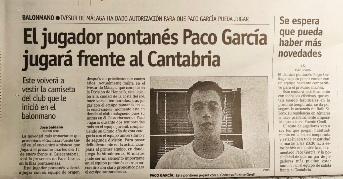 AngelXimenezBM's tweet photo. 📰Tiramos de #HemerotecaAX para repasar también algunas de las páginas que la prensa del momento recogió en nuestros años en #2NacMasc ✊
🔝 Inolvidable la visita del Caja Cantabria a Puente Genil 🤩
✨#PastGenerations GEN. 1976-1980🤾♂️
#NosUneElBalonmano #VamosMiGenil #VamosAX https://t.co/eCvRpf29nq