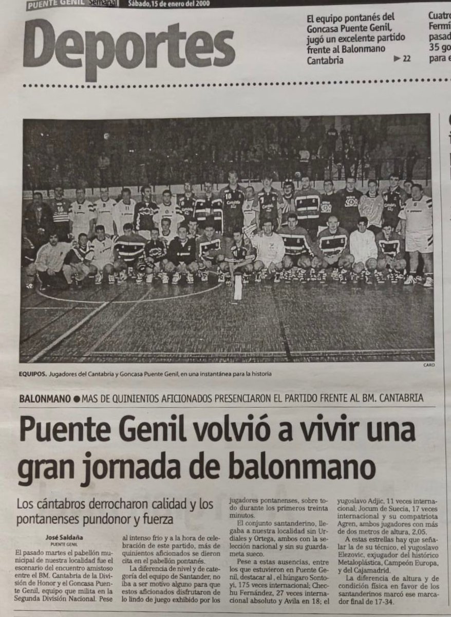 AngelXimenezBM's tweet photo. 📰Tiramos de #HemerotecaAX para repasar también algunas de las páginas que la prensa del momento recogió en nuestros años en #2NacMasc ✊
🔝 Inolvidable la visita del Caja Cantabria a Puente Genil 🤩
✨#PastGenerations GEN. 1976-1980🤾♂️
#NosUneElBalonmano #VamosMiGenil #VamosAX https://t.co/eCvRpf29nq