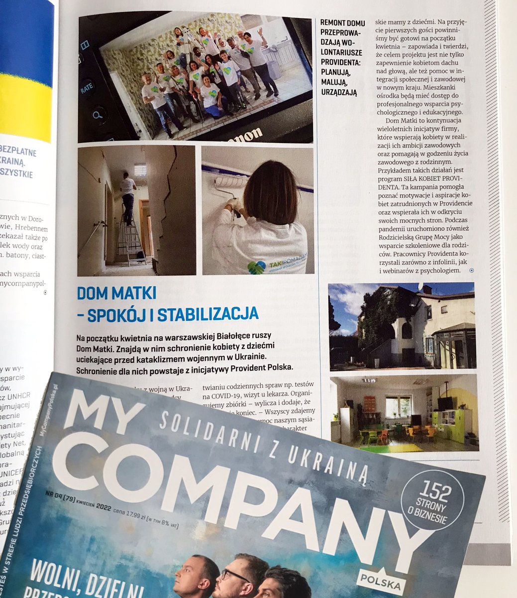 Provident_PL's tweet photo. 📰 W najnowszym @MyCompanyPolska reportaż z remontowania, malowania, szykowania, meblowania i urządzania naszego #DomMatki! Dziś ruszył i da schronienie potrzebującym, a spokojny dom i godne warunki znajdzie tu ponad 60 osób.
Można też przeczytać on-line: https://t.co/SY5XfXU9vo https://t.co/DhMJFLRPgO