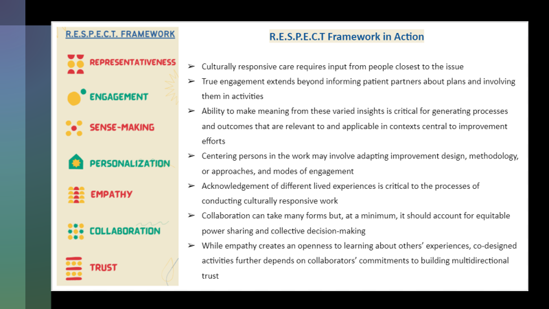 Hassanah2017's tweet photo. @stacy_hurt + relevant point: If the #PatientAdvisory Group/Board/Council is not representative of the greater population and if the orgs board is 95% white with one BIPOC serving I am not interested. I will send them a note mentioning opportunities for improvement. RESPECT Framework: https://t.co/L335TBNLIr