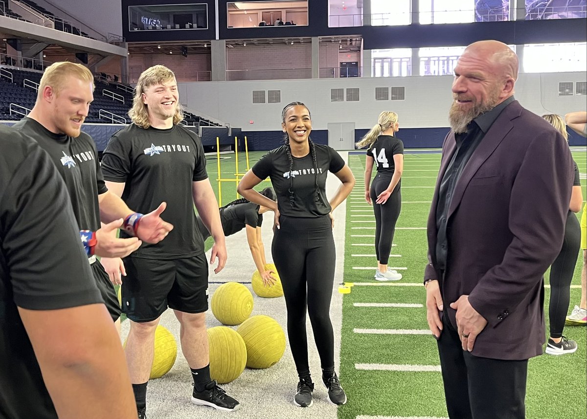 ChrisVannini's tweet image. I spent three days with @TripleH at a WWE tryout to see why the company is going all-in on college athletics. 

No matter the sport, WWE wants to be viewed as a pro sports destination like the NFL or NBA. 

"That becomes this massive ocean of talent."

theathletic.com/3237180/2022/0…