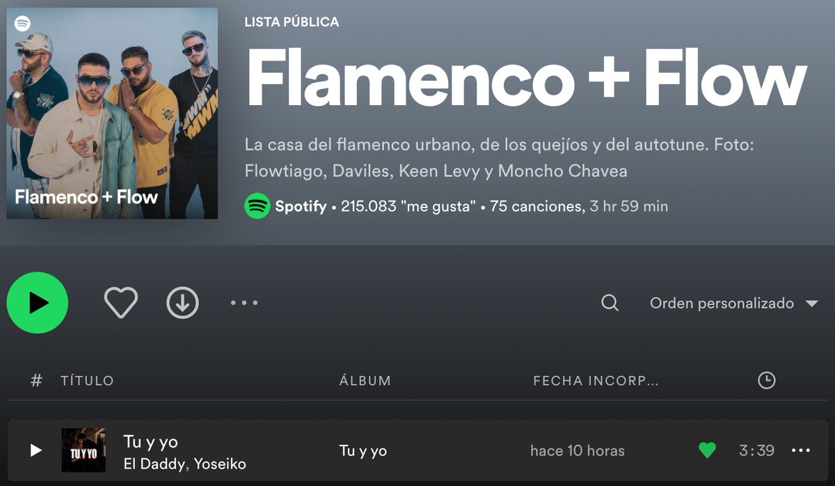 Ataque360's tweet photo. El flow urbano y flamenco de #ElDaddy se introduce en las listas más potentes de novedades semanales...
¡Gracias a @SpotifySpain por el apoyo! ¡Y dadle al play!:
📌 Flamenco+Flow 👉 https://t.co/LaRfET9miN
📌 Novedades Viernes 👉 https://t.co/PEGGo19lbf https://t.co/qVVrfO0aNK