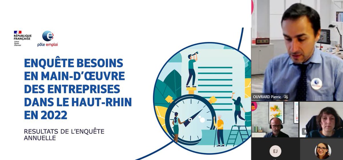 🔎 [ #BMO2022 Conférence de Presse #HautRhin] 📊🔛
✅ 27330 projets de recrutement
✅ 31.5% des établissements envisagent de recruter en 2022 sur le territoire
✅ 54% des projets sont des CDI (+11pts en un an)
#TousMobilises pour l’#emploi @poleemploi_GE 
statistiques.pole-emploi.org/bmo