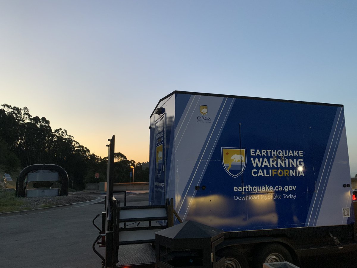Cal OES trailer with sunrise behind it