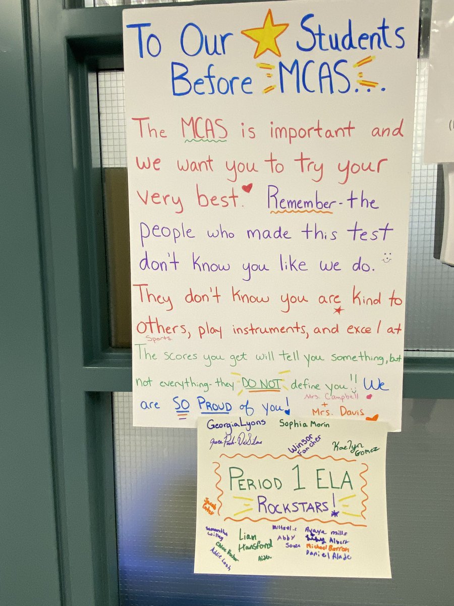 teachcamp151's tweet photo. Our Grade 8 ELA students are going to ROCK MCAS next week! You got this! Mrs Davis and Mrs Campbell!! #mashpee @MMHS_789 https://t.co/cVxP3KJGhE