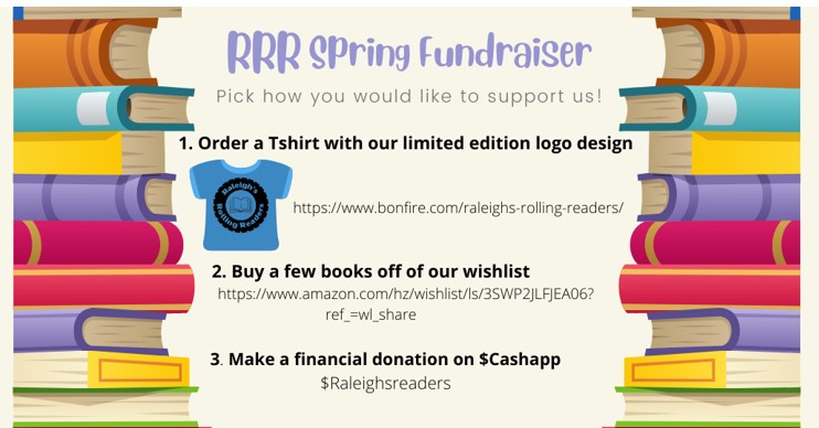 Good morning! 28 T-shirts sold! We have raised $500 dollars~halfway to our goal with 7 days left! Can you help us support our literacy efforts? 
Tshirts - bonfire.com/raleighs-rolli…
Books - bonfire.com/raleighs-rolli…
Cash - $Raleighsreaders