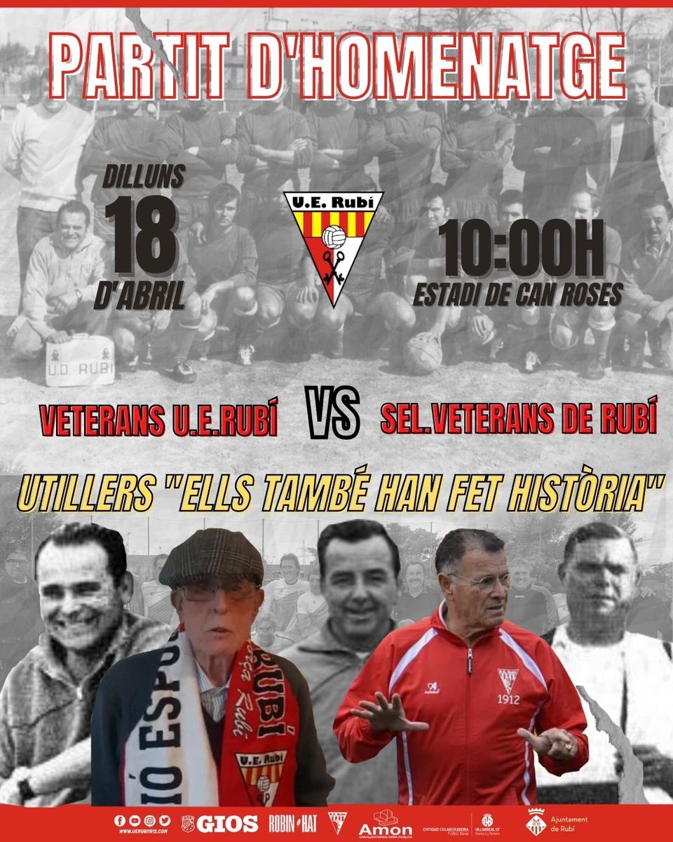 𝗘𝘀𝘁𝗲𝗺 𝗱𝗲 𝗰𝗲𝗹𝗲𝗯𝗿𝗮𝗰𝗶ó! 🎂🎉

Iniciem el 𝟭𝟭𝟬 𝗮𝗻𝗶𝘃𝗲𝗿𝘀𝗮𝗿𝗶 amb un 𝐇𝐎𝐌𝐄𝐍𝐀𝐓𝐆𝐄 a totes aquelles persones que han estat col·laborant al club durant dècades i que en poques vegades ha estat reconegut el seu treball, son els 𝐔𝐓𝐈𝐋𝐋𝐄𝐑𝐒.