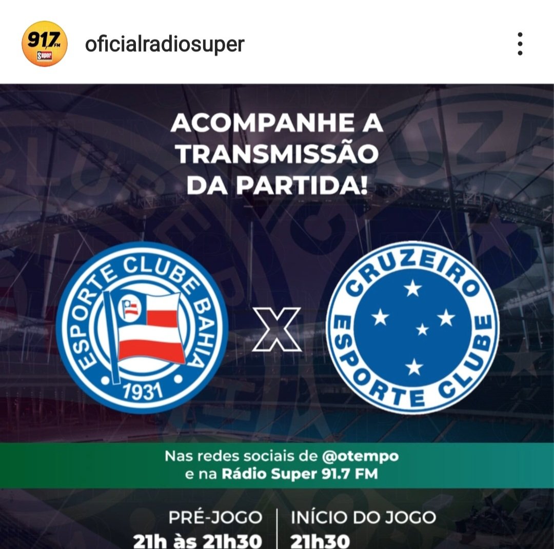 LocutorRafaLeal's tweet photo. Hoje tem a estreia do Cruzeiro no Campeonato Brasileiro. @ECBahia x @Cruzeiro é na @supernoticiafm !
Estarei nessa com @pequetitoreis @avozceleste e @danielseabrabh !
#ShowDeEsportes #RadioSuper #OTempoSports https://t.co/2bKSfFzu11