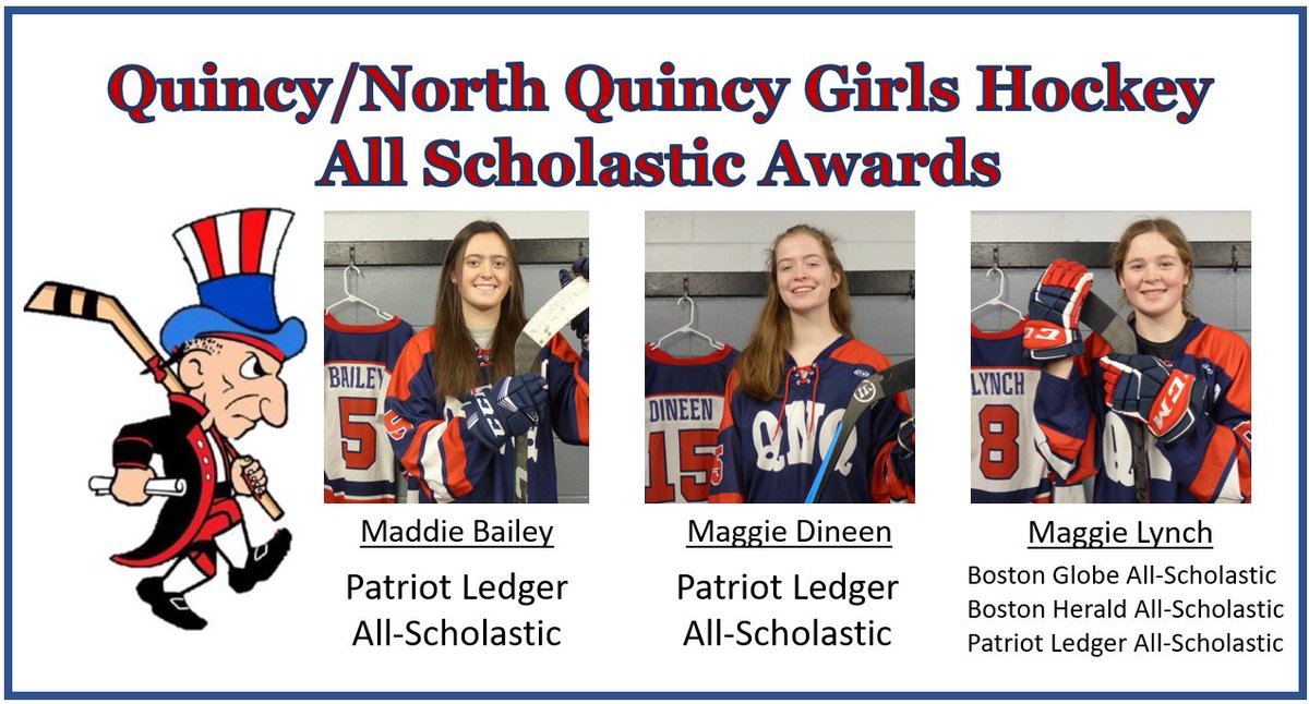 QNQ Girls High School Hockey (@qnq_hockey) on Twitter photo Congratulations Maddie Bailey, Maggie Dineen and Maggie Lynch on your well deserved all-scholastic recognitions! ๐๐ฅ
โค๏ธ๐
<a href="/NQRaiders/">North Quincy Athletics</a> <a href="/QHSAthletics/">Quincy HS Athletics</a> Congratulations Maddie Bailey, Maggie Dineen and Maggie Lynch on your well deserved all-scholastic recognitions! ๐๐ฅ
โค๏ธ๐
<a href="/NQRaiders/">North Quincy Athletics</a> <a href="/QHSAthletics/">Quincy HS Athletics</a>