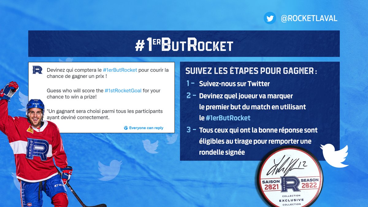 RocketLaval's tweet photo. Devinez qui comptera le #1erButRocket pour courir la chance de gagner un prix !
Guess who will score the #1stRocketGoal for your chance to win a prize!
*Un gagnant sera choisi parmi tous les participants ayant deviné correctement. https://t.co/K4N5U6eYen