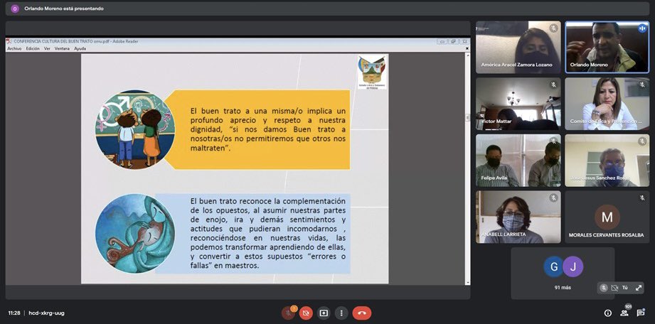 PlaneacionHgo's tweet photo. En el marco del #DíaPorLaIntegridad, se realizó la videoconferencia “Cultura del buen trato”, impartida por el Psicólogo Orlando Moreno Vargas, facilitador en la Dirección de Educación y Formación con Perspectiva de Género en @mujerhidalgo. https://t.co/ElEF3L1pam