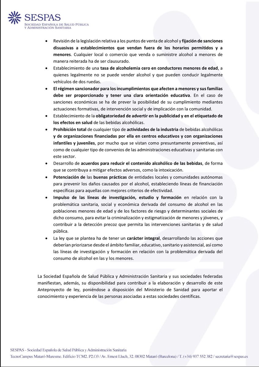 sespas's tweet photo. Remitimos aportaciones al #AnteproyectodeLey de prevención de consumo de alcohol en menores #MenoresSinAlcohol y sus efectos negativos @PNSDgob #CambioCulturalenlaSociedad #ImpulsoProgramasPreventivos #EnfoquePromociondelaSalud #InvestigacionyFormacion https://t.co/nOr0YDNbjr https://t.co/oVbE5nvIFM