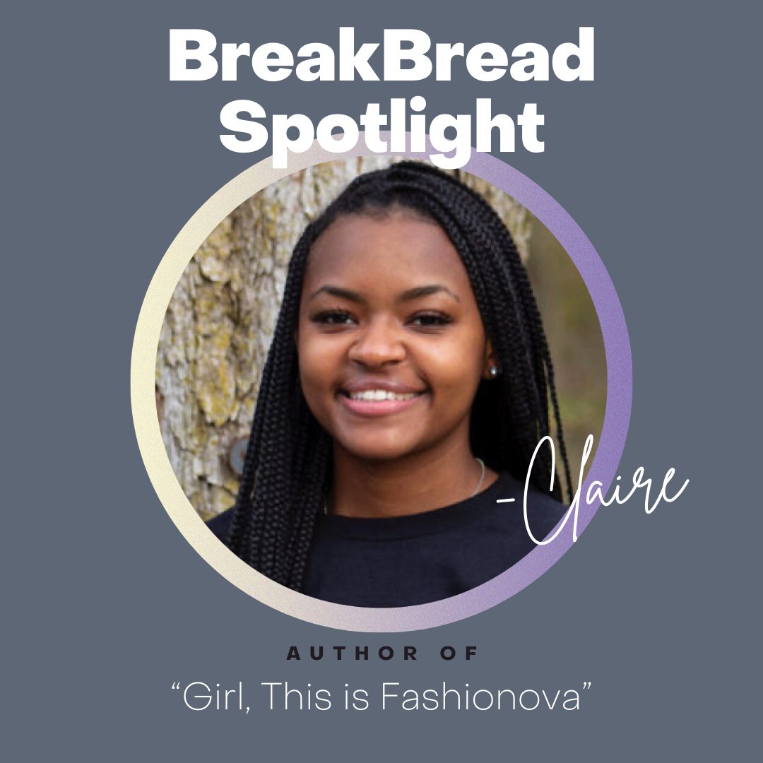 BreakBreadProj's tweet photo. Join BreakBread's Feature Writer @Clayrltomlinson as he interviews Issue 2 Contributor, Claire, about her nonfiction piece "Girl This is Fashionova," an exploration of fast fashion and personal aspects of dressing to impress.
https://t.co/qCjkLb4CSy
#BreakBreadProject https://t.co/ISTFPGZpf0