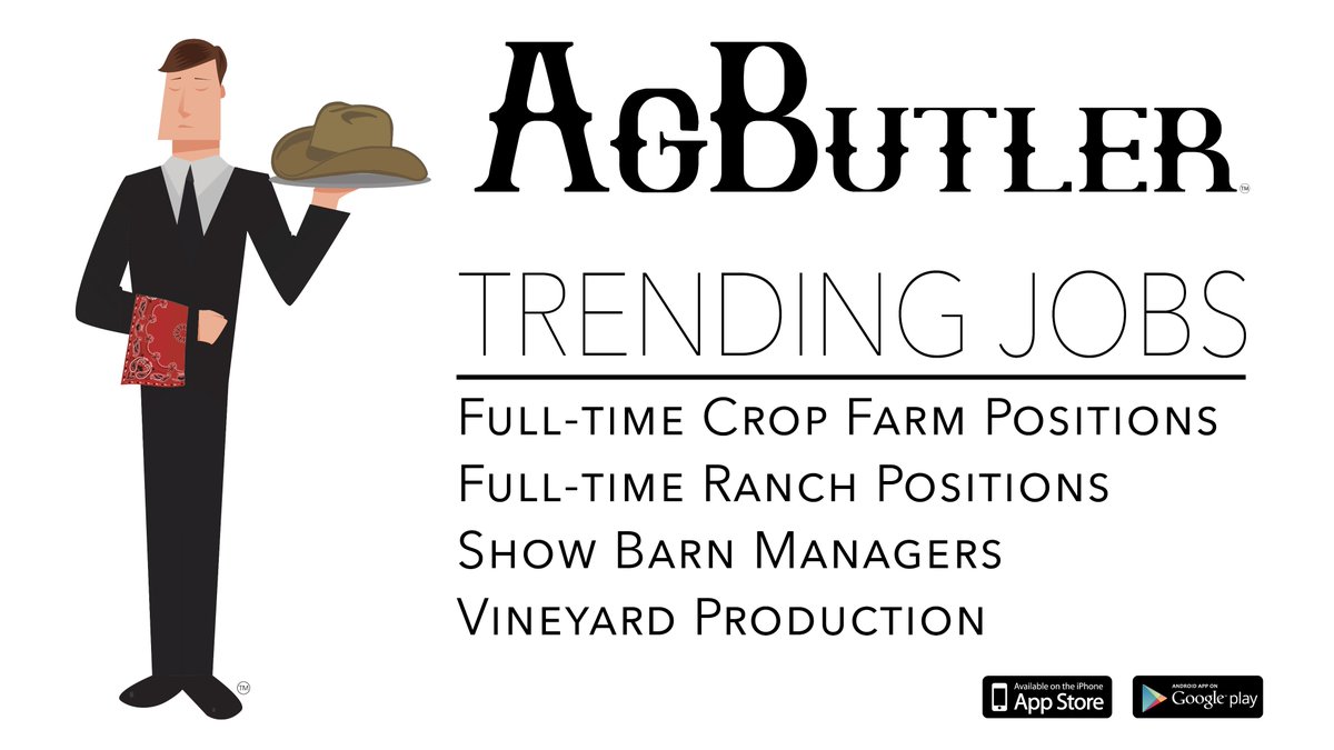 Opportunities in the #AgButlerApp are growing in every part of the agricultural industry. Be sure to see if these fit the experience you want to gain.
#AgJobs #RuralLabor