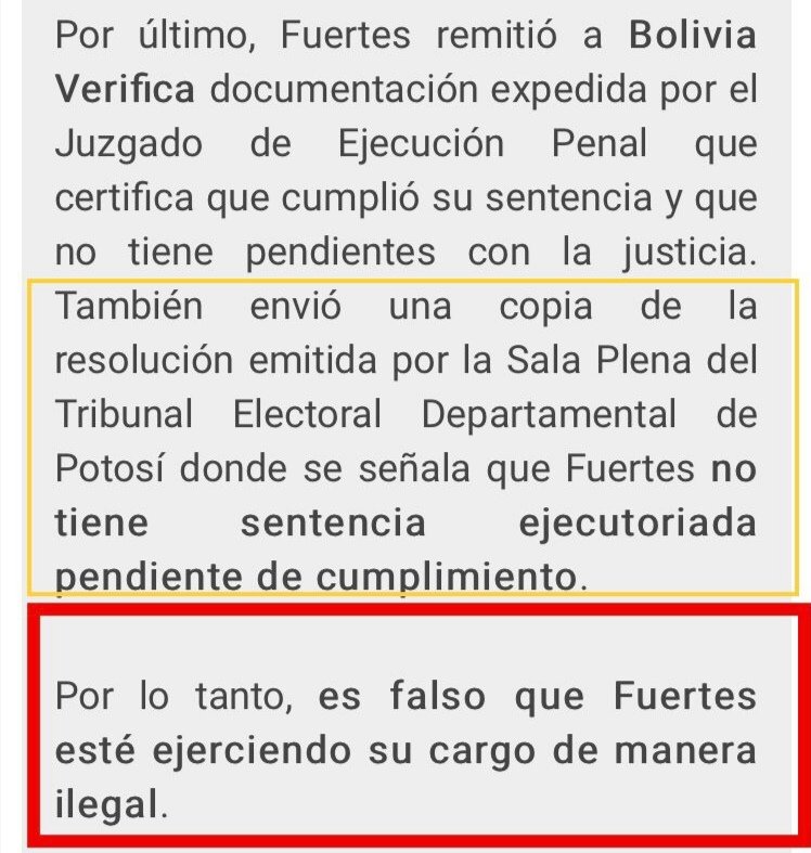 AzucenaFuertes's tweet photo. #Potosí #AzucenaFuertes
Con afán de desprestigiarme se difunde información engañosa en redes sociales respecto a mi condición de asambleísta, cargo que ejerzo de pleno derecho, respaldada por la CPE.
Agradezco a @BoliviaVerif1ca, por su investigación y publicación. https://t.co/gXke0eEnAP