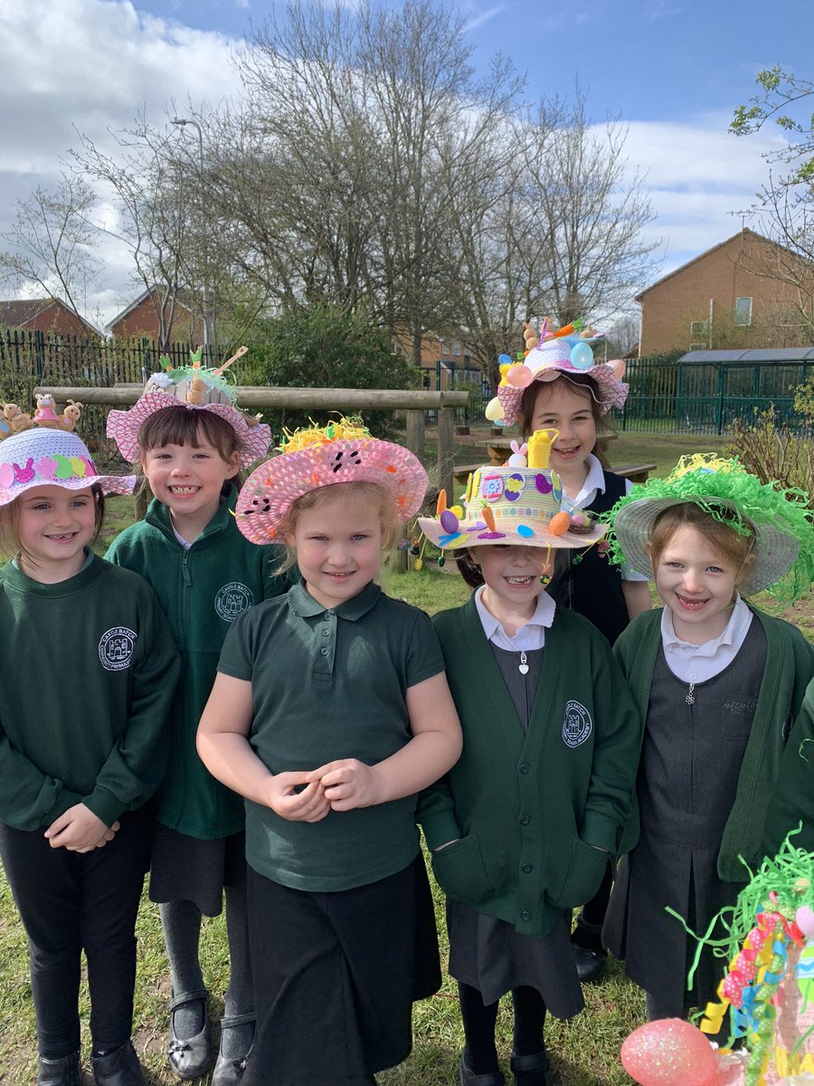 LReesCBPSA's tweet photo. The joy of an Easter bonnet parade in the Spring sunshine. Such a happy way to spend my last day with these lovely children. Happy Easter everyone x https://t.co/SVBrQjO4Es