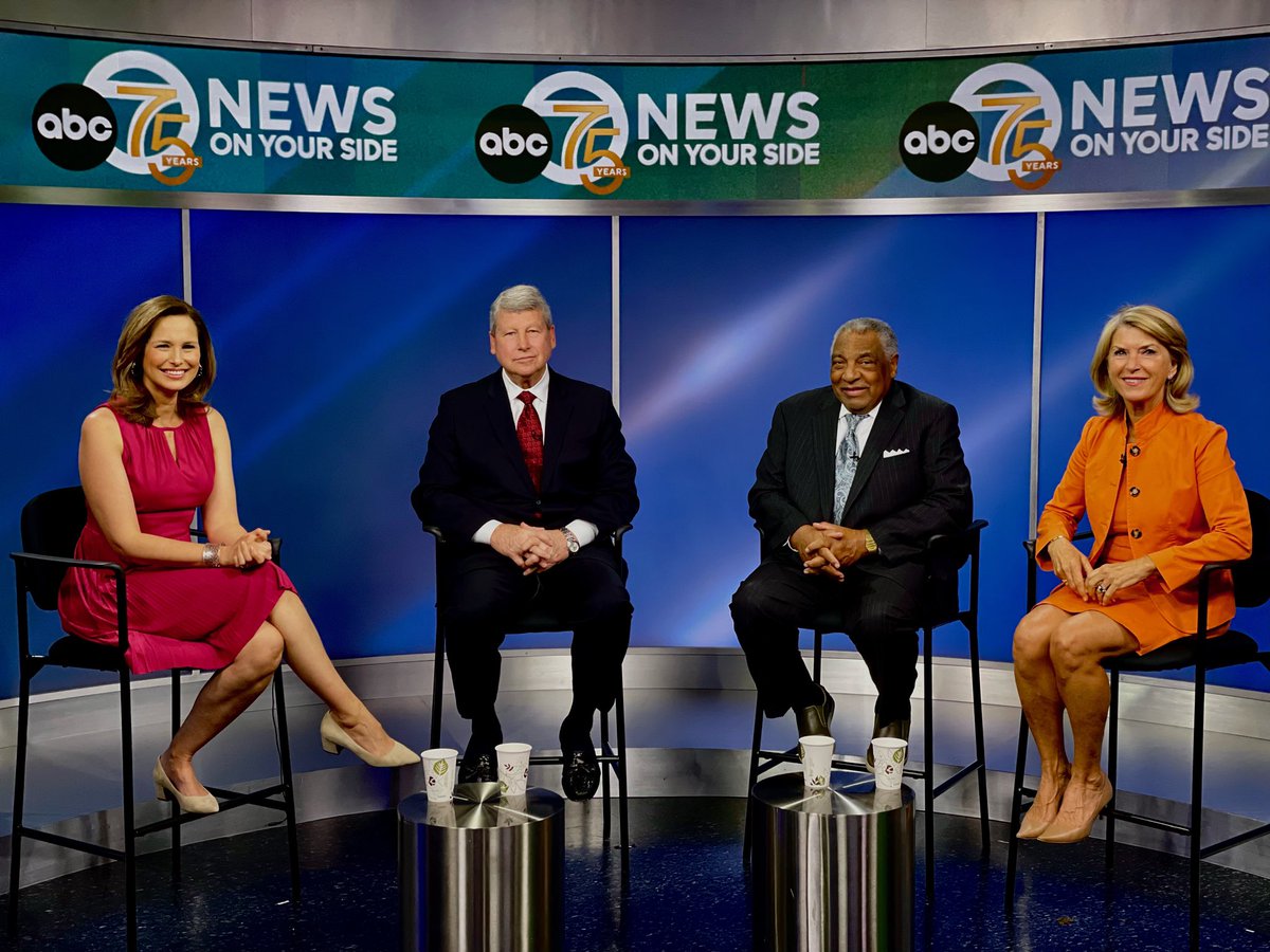 Alison7News's tweet photo. Remember these folks?!  Some good friends and part of our @7NewsDC family stopped by to talk about the 75th anniversary of WJLA.  Thanks to Tim Brant, Kathleen Matthews and Paul Berry for a great conversation.  We are working on a lot of fun stuff to mark this milestone! https://t.co/HLK9TPBNcf