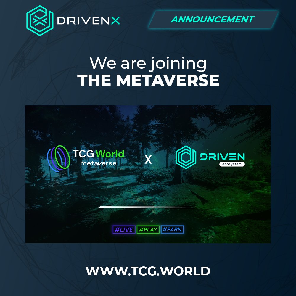 DRIVENecosystem's tweet photo. We are excited to announce a long-awaited partnership with @OfficialTCGCoin, as well as the entry of DRIVENecosystem to the metaverse. 🗺️✨

Read more here:
https://t.co/0zUF9xFB8u

#metaverse #DRIVENecosystem #TCGWorld #P2E #BSC #BNB https://t.co/AUyQbUdNWu