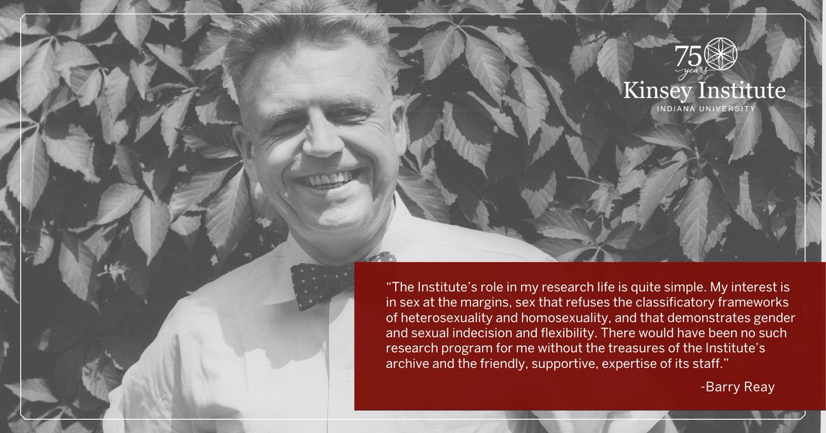 kinseyinstitute's tweet photo. A2. The 75-year legacy of Dr. Kinsey and the #KinseyInstitute includes the extraordinary diversity  of research materials  in our collections available to scholars like Dr. Barry Reay,  a retired historian from @AucklandUni who studies the history of sex and gender.

#ACKDay https://t.co/PjqgCB5Nhg