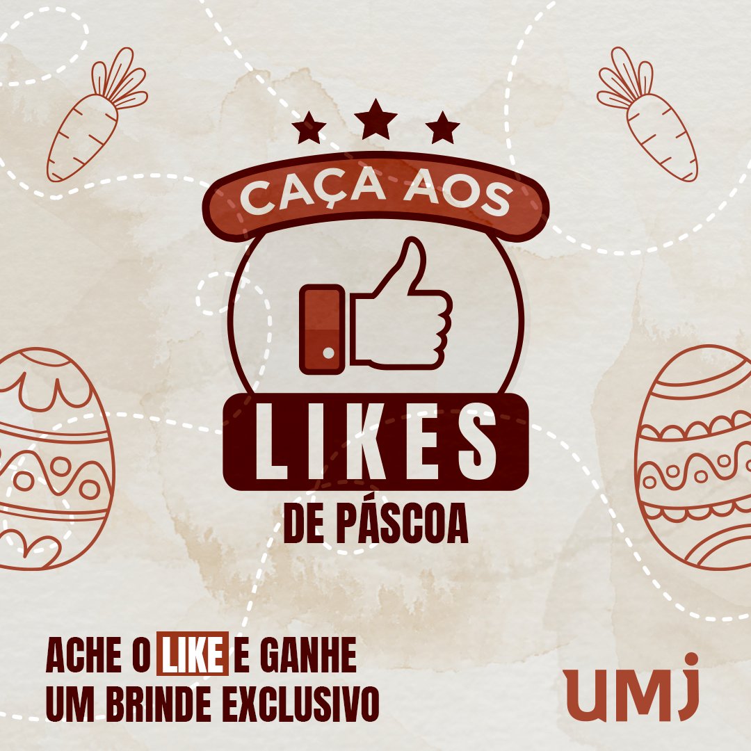 umjoficial's tweet photo. Ele está de volta! 👀 Nosso Caça aos Likes, especial de Páscoa 🐰. Nossos likes estarão espalhados pela nossa instituição e redes sociais, quem encontrar ganhará um brinde, ansiosos? Arraste para o lado, fique atento as regras e boa sorte! https://t.co/e5VE1UUqpf