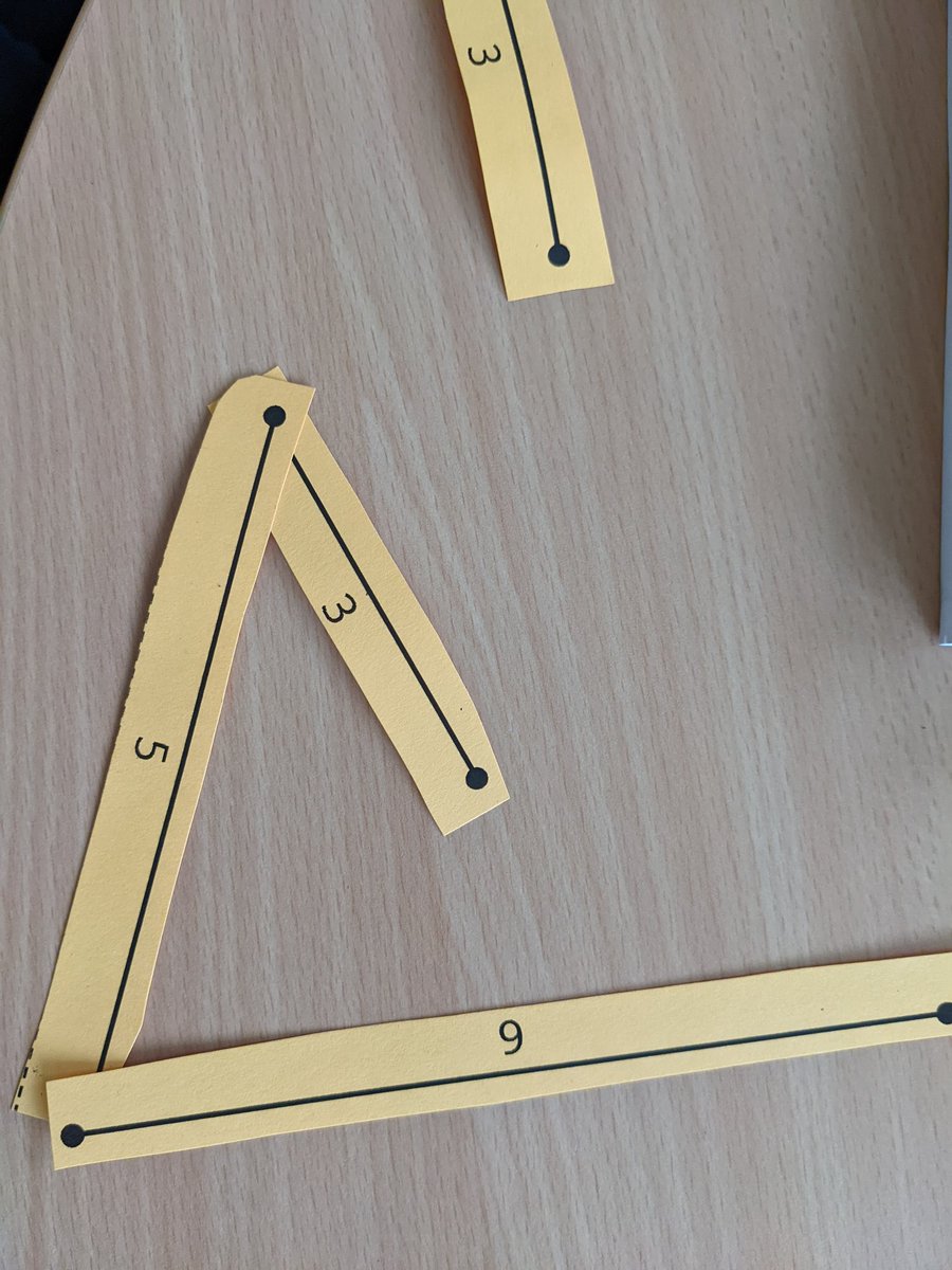 TracyGroark's tweet photo. Students investigate possible side lengths of triangles. I enjoyed the discussion about why certain combinations cannot work. @D59Grove #ccsd59learns https://t.co/KAuXpx05kV