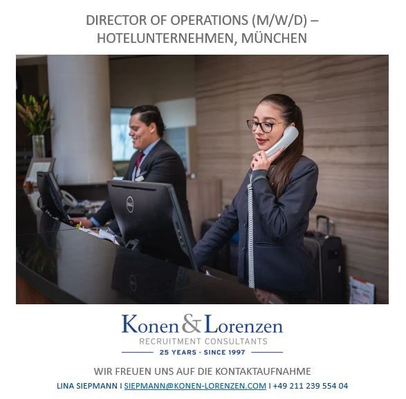 HOT JOB!
Für eine Hotelgruppe mit 30 Hotels im 3* bis 4*-Segment, suchen wir schnellstmöglich einen Director of Operations (m/w/d) für die Region DACH.

lnkd.in/eiD__H-M

#hotels #job #konenlorenzen #generalmanagement  #hotel #muenchen #recruitment #recruiting