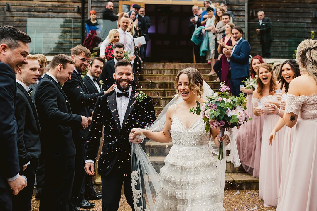 Confetti moments - sometimes the guest reactions in the background are just as fab as the bride and groom's. @brookfieldbarn has the best setting for capturing both the bride and groom and the guests as they stagger the stairs.
.
.
.
.
#brookfieldbarn #confetti #sussexwedding #su