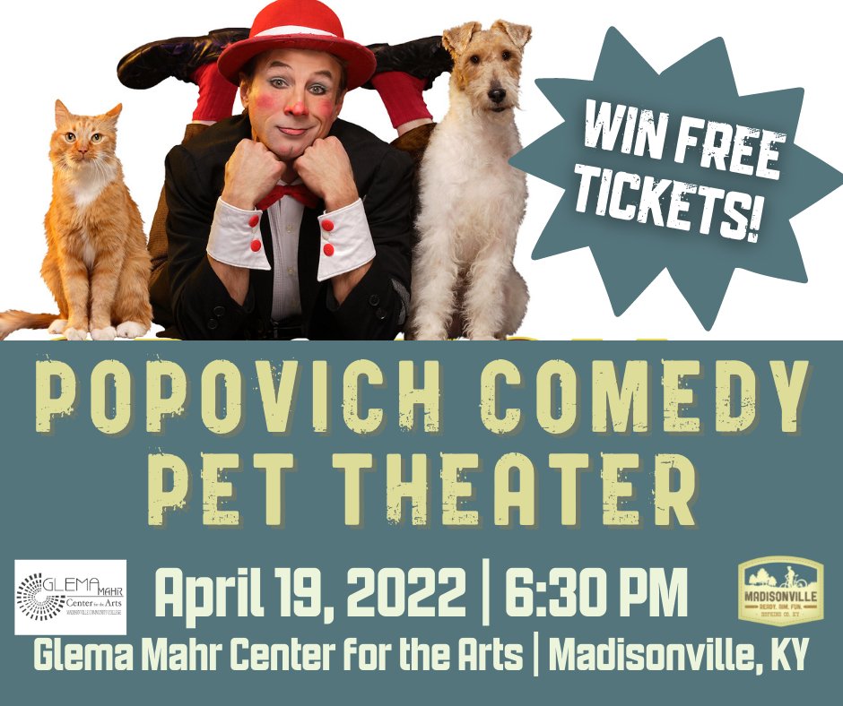 HCTourism's tweet photo. β¨ WIN TICKETS! β¨
Comedy, juggling, and cute pets! The Popovich Comedy Pet Theater is entertainment for the whole family!
Head over to our Facebook page to enter!!
#glemamarh #glemacenter #readyaimfun #hopkinsco #madisonvilleky https://t.co/MiDsJ4x7ym