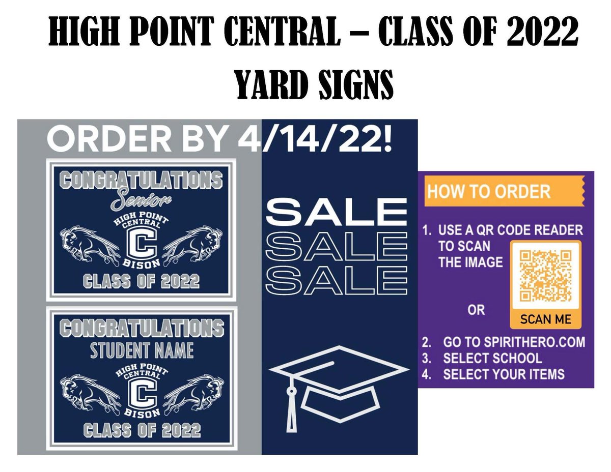 Class of 2022! You don't want to miss out! Yard Sign orders are due next Friday, April 14th!! All information is included below!