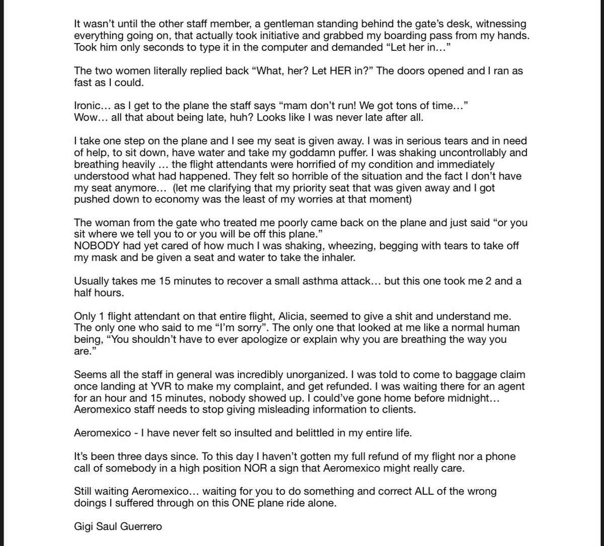 Dear <a href="/Aeromexico/">Aeroméxico</a>, I’ve never felt so insulted &amp; belittled in my entire life.

“It’s clear #Aeromexico staff has ZERO knowledge of people who have a health disability…”

It’s been 3 days since. Plus still waiting for you to have empathy on the matter and reply my email.

Gracias