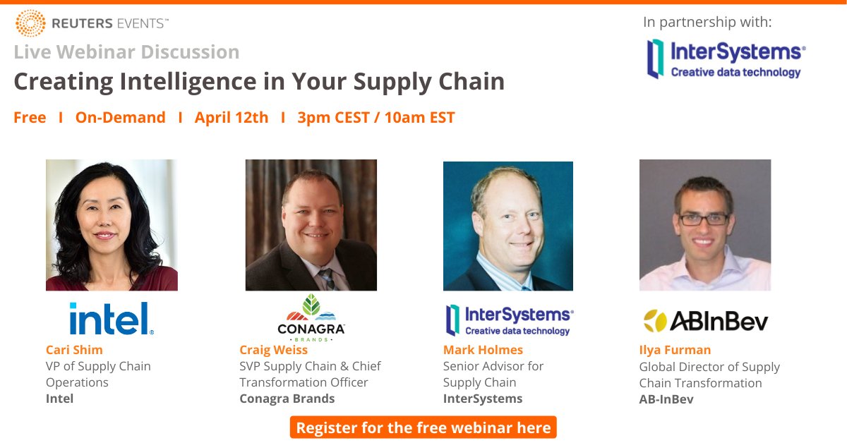InterSystems's tweet photo. New webinar!

Experts from @InterSystems, @abinbev, @ConagraBrands, and @intel will help you:

✅ Assess your data capabilities and pinpoint improvements
✅ Develop an end-to-end #supplychain view
✅ Use #AI to mitigate risk and reduce costs

Register 👉 https://t.co/6l0SatmMle https://t.co/nv2CmoTgeN