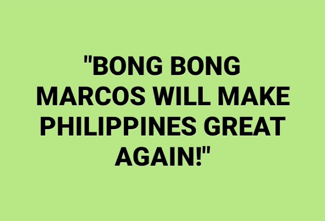 cool_jks's tweet photo. "BONG BONG MARCOS WILL MAKE PHILIPPINES GREAT AGAIN!" https://t.co/DUpgBSP7Xq