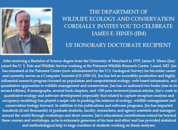 bill pine (@pylodictis) on Twitter photo Excited that <a href="/UFWildlife/">UF IFAS Wildlife</a> and @uf will recognize Jim Hines with an honorary doctorate! Well deserved. Excited that <a href="/UFWildlife/">UF IFAS Wildlife</a> and @uf will recognize Jim Hines with an honorary doctorate! Well deserved.