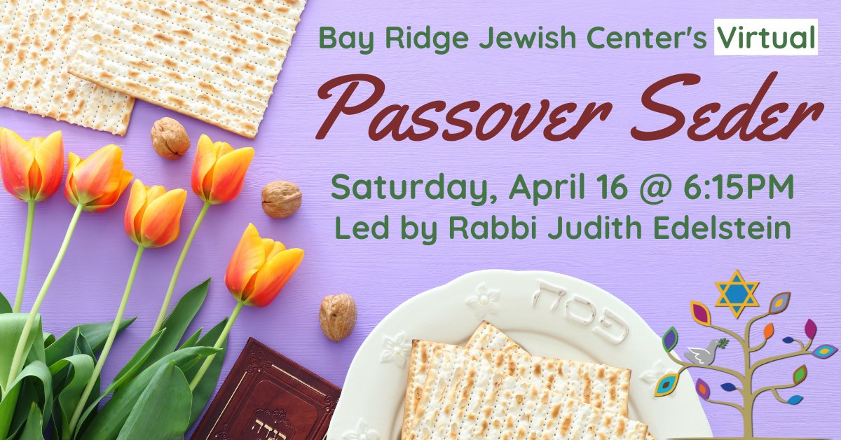 bayridgeJC's tweet photo. All are welcome to join #BayRidge #Jewish Center's VIRTUAL #Passover #Seder, to be led by Rabbi Judith Edelstein via Zoom on Saturday, April 16 at 6:15PM.
Simply register to join here: https://t.co/VzKqBSrJqC #brjc https://t.co/Ajx4mocaxj