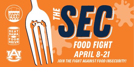 AuburnU's tweet photo. Get in the fight! Give to stock the shelves of the Campus Food Pantry and you’ll help #Auburn beat our rivals and win the #SECFoodFight.
Help us fight and win: https://t.co/cYAeNEIkfk
#BBFD #SECFoodFight22 #AuburnCares https://t.co/EHJqHQeZoA