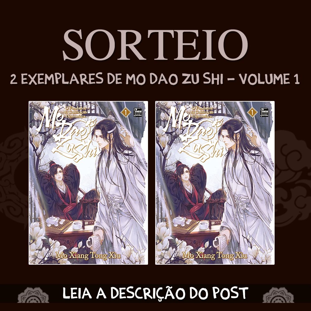 MoDaoZuShi_Br's tweet photo. 🎁 SORTEIO 🎁
Serão 2 ganhadores!

• Prêmio: 2 exemplares de Mo Dao Zu Shi - Vol. 1 (versão Amazon);
• Regra: da RT nesse tweet;
• Resultado: 08/05. 

#MDZSnaAmazonBr https://t.co/xEDlS2SMPm