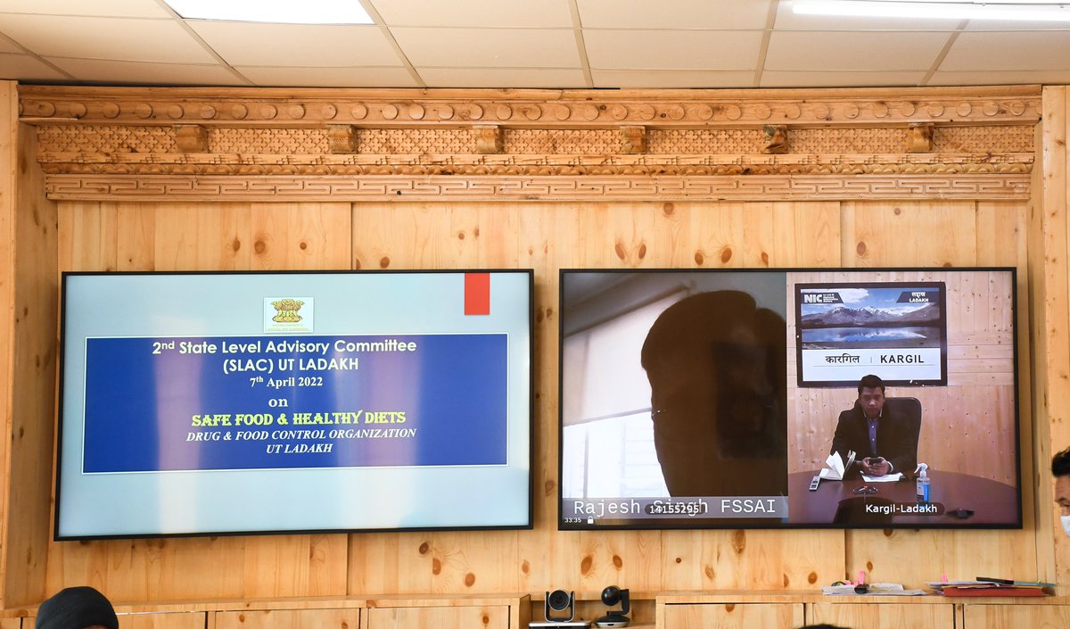 DIPR_Leh's tweet photo. Advisor Ladakh convened meeting of 2nd #SLAC on Safe Food &amp; Healthy Diets. He said #Misbranding #SubstandardFood &amp; #FoodAdulteration are grave issues that need to be dealt with on an immediate basis &amp; with #FoodSafetyConnectApp consumers can verify #FSSAI license or registration. https://t.co/gBoP0VjizC