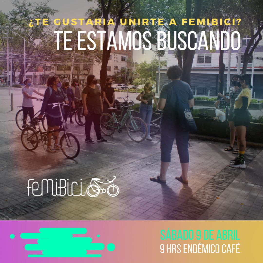 ¿Has pensado en sumarte a Femibici y quieres saber más de nosotras?
.
¡Te estamos buscando!
.
En Femibici siempre estamos listas para nuevas integrantes. Por eso organizamos esta reunión para platicar y conocernos mejor.
.
Sábado 9 de abril 9AM

💜🚲💜
¡Te esperamos!