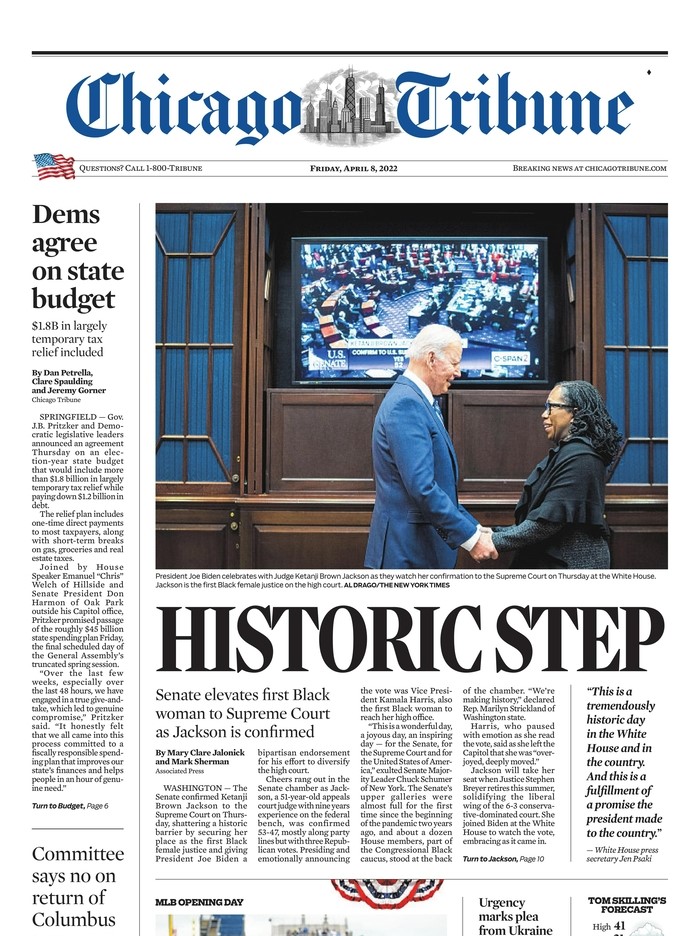 illinoisdems's tweet photo. Illinois front pages celebrate Ketanji Brown Jackson's historic confirmation as the first Black woman appointed to the U.S. Supreme Court
#AJusticeForAll #JusticeJackson https://t.co/eTMvhGqYIo