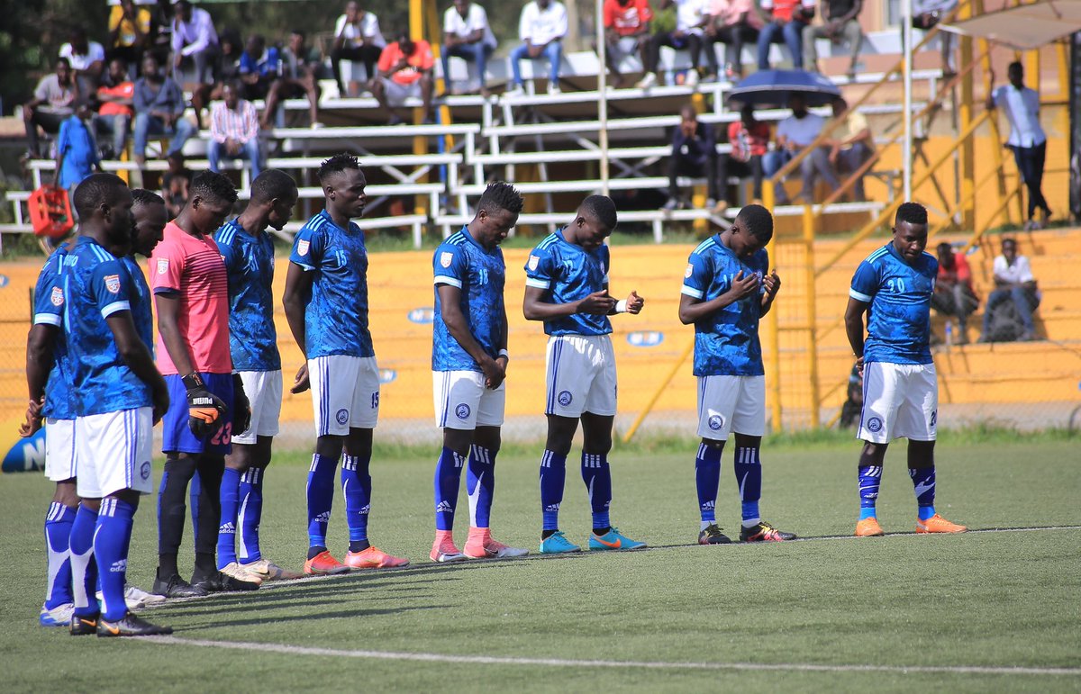 UgPoliceFC's tweet photo. The Cops &amp; @OnduparakaFC1 observing a moment of silence today at Omondi Stadium in honour of the fallen Speaker of Parliament Rt Hon @JacobOulanyah and the 4 Police FC players that perished in a road accident on 2nd April 1976.

#WeAreCops #RIPOulanyah #RIPCOPS #POLONDU https://t.co/BRJekRJzH7