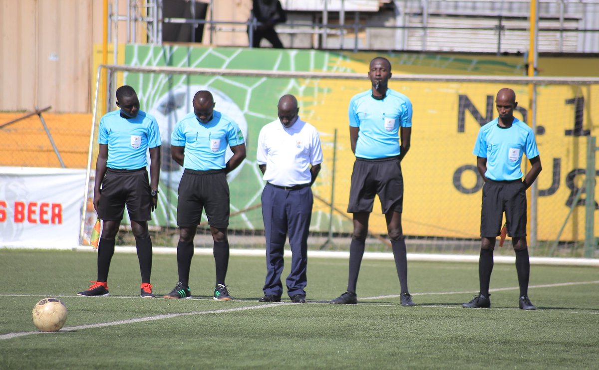 UgPoliceFC's tweet photo. The Cops &amp; @OnduparakaFC1 observing a moment of silence today at Omondi Stadium in honour of the fallen Speaker of Parliament Rt Hon @JacobOulanyah and the 4 Police FC players that perished in a road accident on 2nd April 1976.

#WeAreCops #RIPOulanyah #RIPCOPS #POLONDU https://t.co/BRJekRJzH7