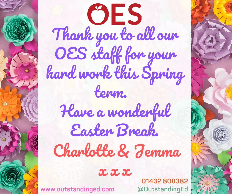 OutstandingEd's tweet photo. Well what a Spring term we have had!
It's now time to have a couple of weeks rest & relaxation after a very tiring term.
Thank you to all our staff & schools for working so hard to educate the children of Herefordshire.
Happy holidays everyone.
#OutstandingEd https://t.co/ayDUVdPV34
