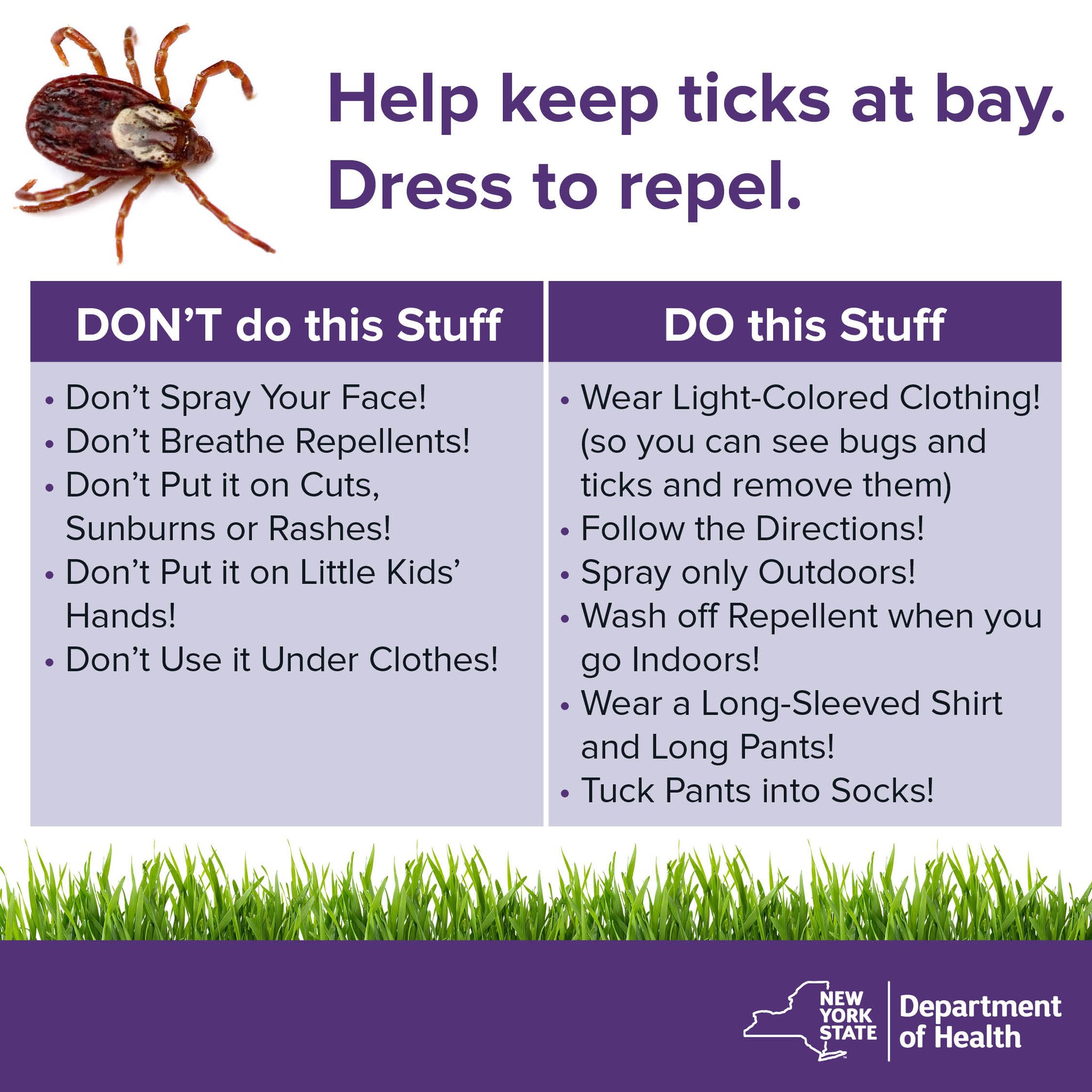 NYSDOH on Twitter "Help keep ticks at bay. Dress to repel. https//t