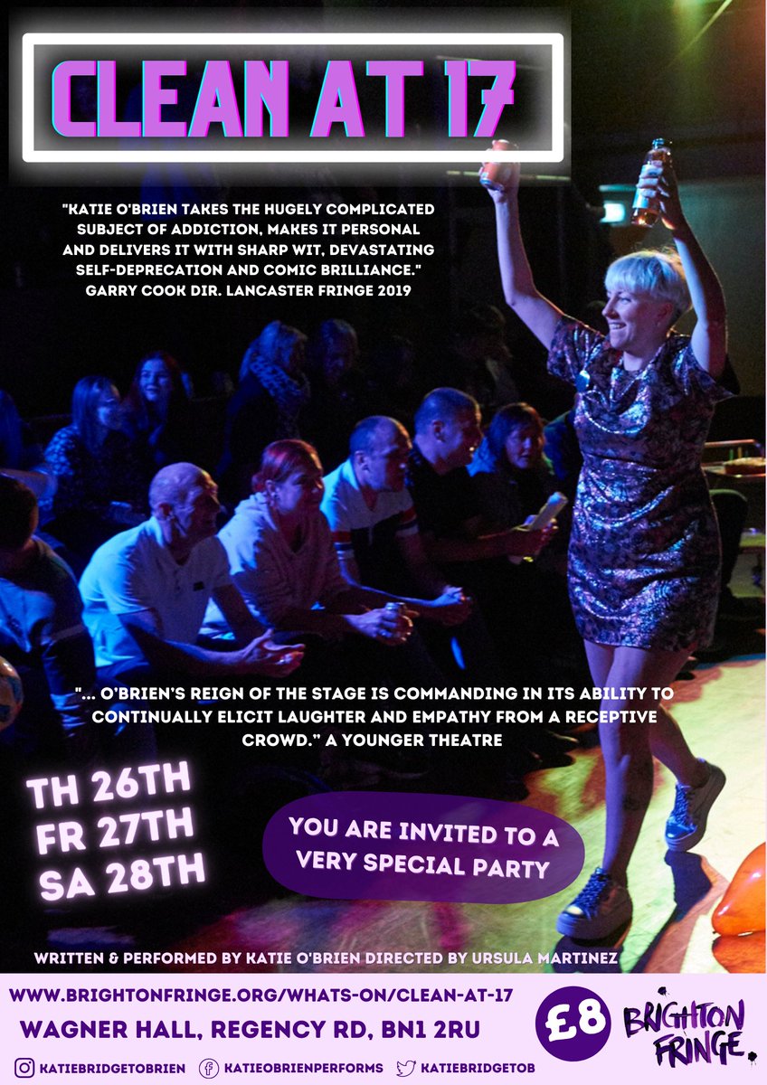 Brighton, I can't believe it's that time again, I can't wit to be with in May! Friendliest Fringe x 

#Cleanat17 #soloshow #brightonfringe #wagnorhall 
brightonfringe.org/whats-on/clean…